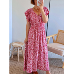 robe longue été rouge fleurie Rosaline