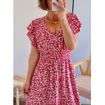 robe été rouge fleurie Rosaline