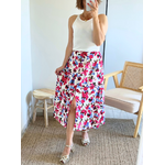 jupe Soleya rose fleurie avec fente