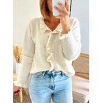 Gilet beige Elly avec volants et boutons perles