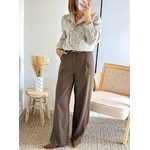 pantalon Auguste marron large femme