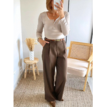 pantalon large marron femme Auguste