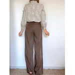 pantalon large marron femme de dos