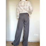 pantalon large gris femme de dos