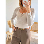 Top cotelé taupe pour femme Théo