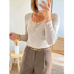 Top taupe pour femme Théo