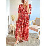robe longue rouge fleurie Julieta