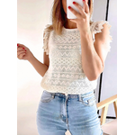 top femme Esmée beige avec dentelle