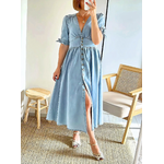 robe longue chemise bleu denim Andréa
