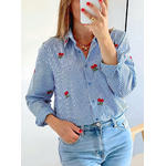 chemise Clarisse rayée et brodée