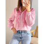 chemise femme Noelie rose brodée