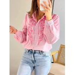 chemise Noelie femme rose avec broderies