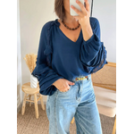 blouse femme boheme bleu marine Joanna