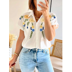 chemise femme manches courtes Jazz en coton avec broderies