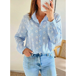 chemise femme Mallory bleue à fleurs