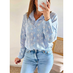 chemise bleue fleurie Mallory