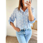 chemise bleue à fleurs Mallory