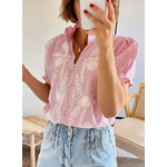blouse femme Emma rose brodée