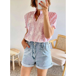 blouse rose Emma avec broderies