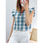 blouse femme sans manches à carreaux Gina