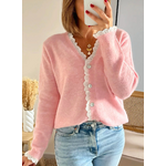 gilet femme Octave rose avec broderies