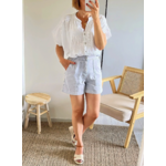 short femme Terry en jean bleu clair