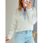 pull femme Oscar écru et bleu