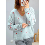 pull fin gris motifs papillons BIrdy