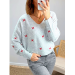 pull gris clair motifs papillons Birdy