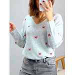 pull femme motifs papillons Birdy gris