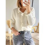 gilet beige boutons perles Elly