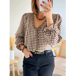 blouse à carreaux marron choco Ilona