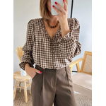 blouse marron choco à carreaux Ilona