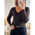 pull fin Mahé marron choco