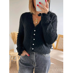 gilet noir doux avec boutons perles Nestor