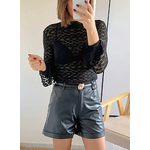 short noir Alex en simili cuir