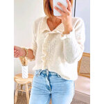 gilet femme beige avec volants Elly