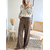 pantalon Auguste marron large femme
