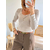 Top cotelé taupe pour femme Théo