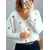 pull femme Birdy écru avec papillons brodés