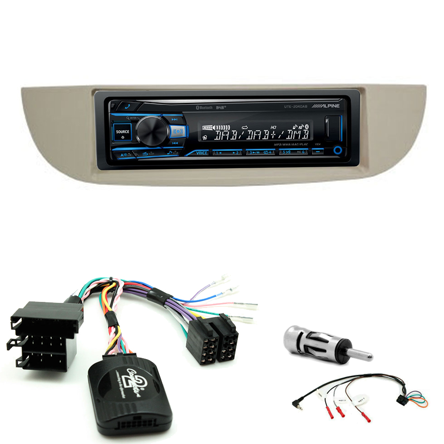 KIT Poste 1-DIN USB/Bluetooth Fiat 500 de 2007 à 2015