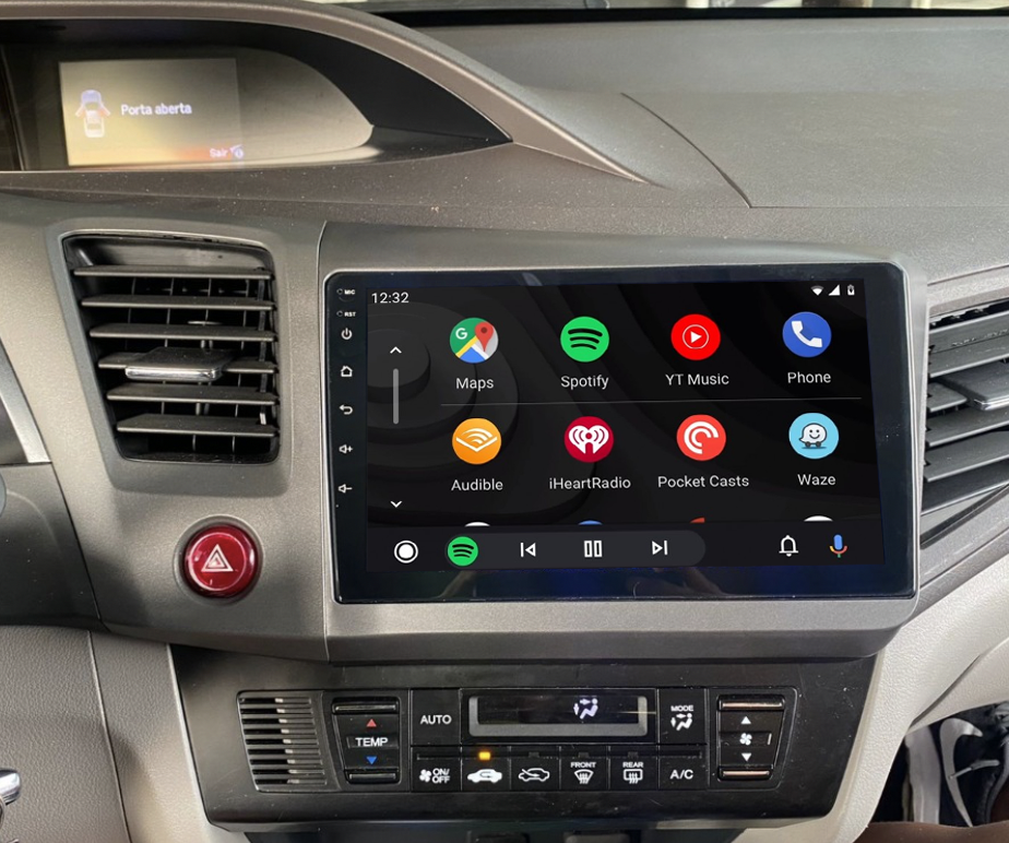Ecran tactile QLED Android 12.0 + Apple Carplay sans fil Honda Civic de 2012 à 2015