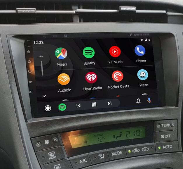 Ecran tactile QLED Android 14.0 + Apple Carplay sans fil Toyota Prius de 05/2009 à 2016