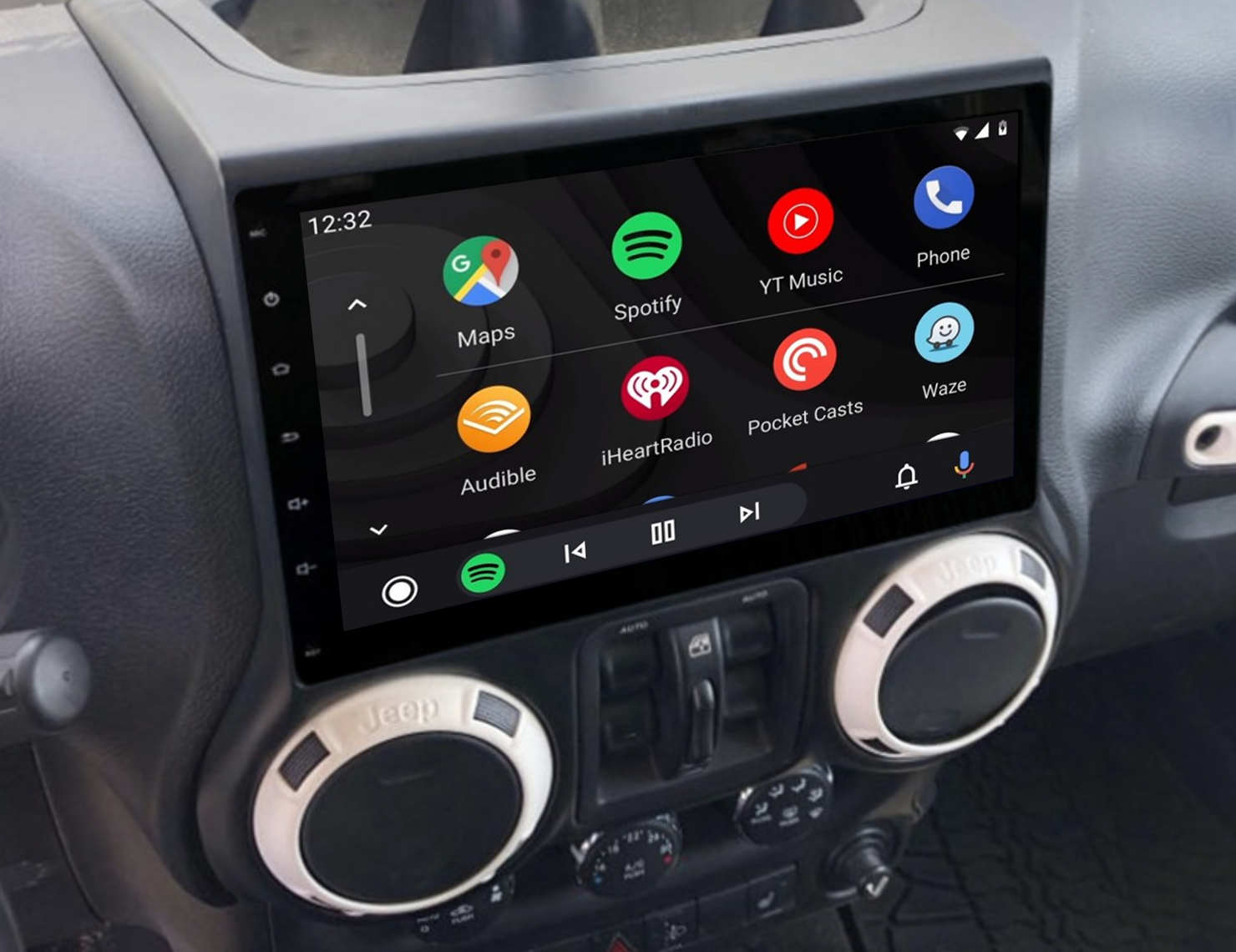 Ecran tactile QLED Android 11.0 + Apple Carplay sans fil Jeep Wrangler de 2011 à 2018