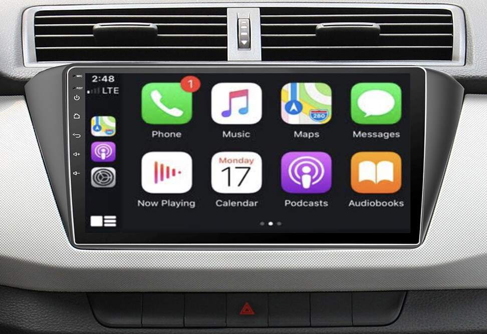 Tablette tactile QLED Android et Apple Carplay sans fil Skoda Fabia