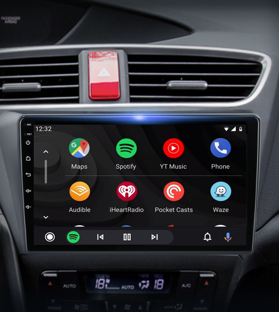 Ecran tactile QLED Android et Apple Carplay sans fil Honda Civic de 2012 à 2017