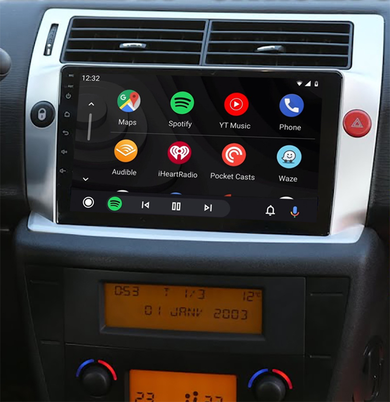 écran tactile QLED Android et Apple Carplay sans fil Citroën C4 de 2004 à 2011