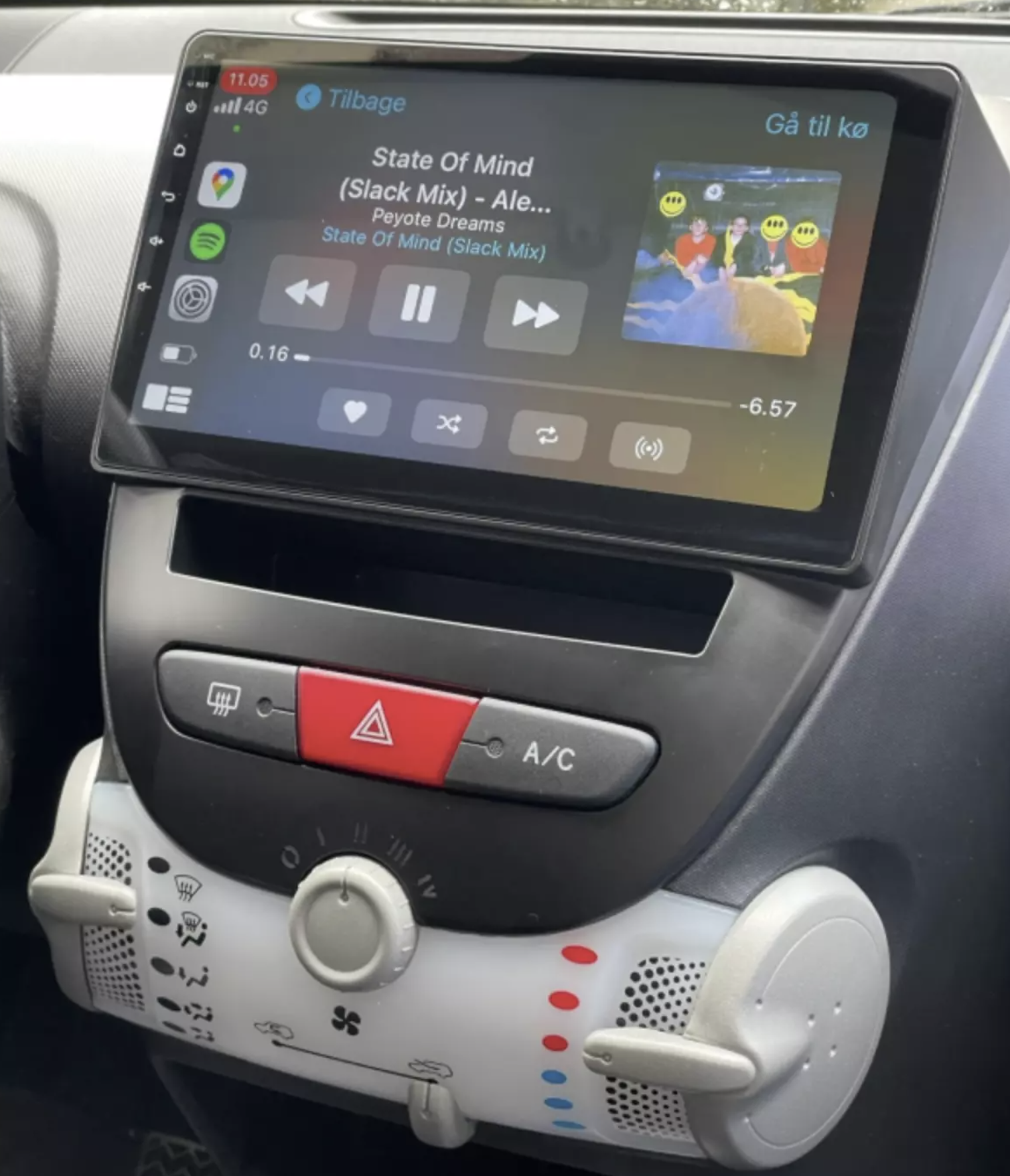 Ecran tactile QLED Android 12.0 + Apple Carplay sans fil Citroën C1 de 2005 à 2014