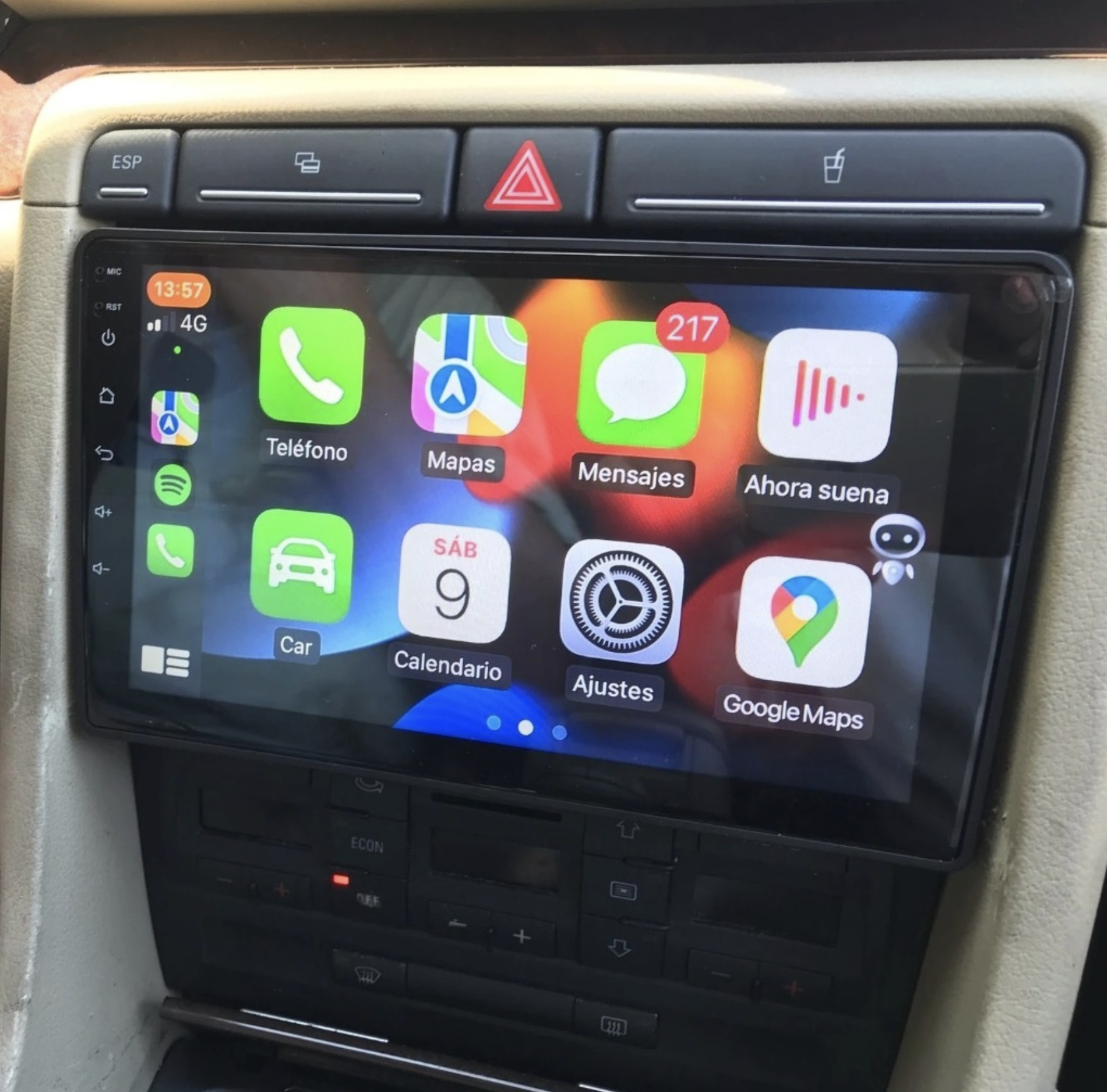 Ecran tactile QLED Android 12.0 + Apple Carplay sans fil Seat Exeo de 2008 à 2013