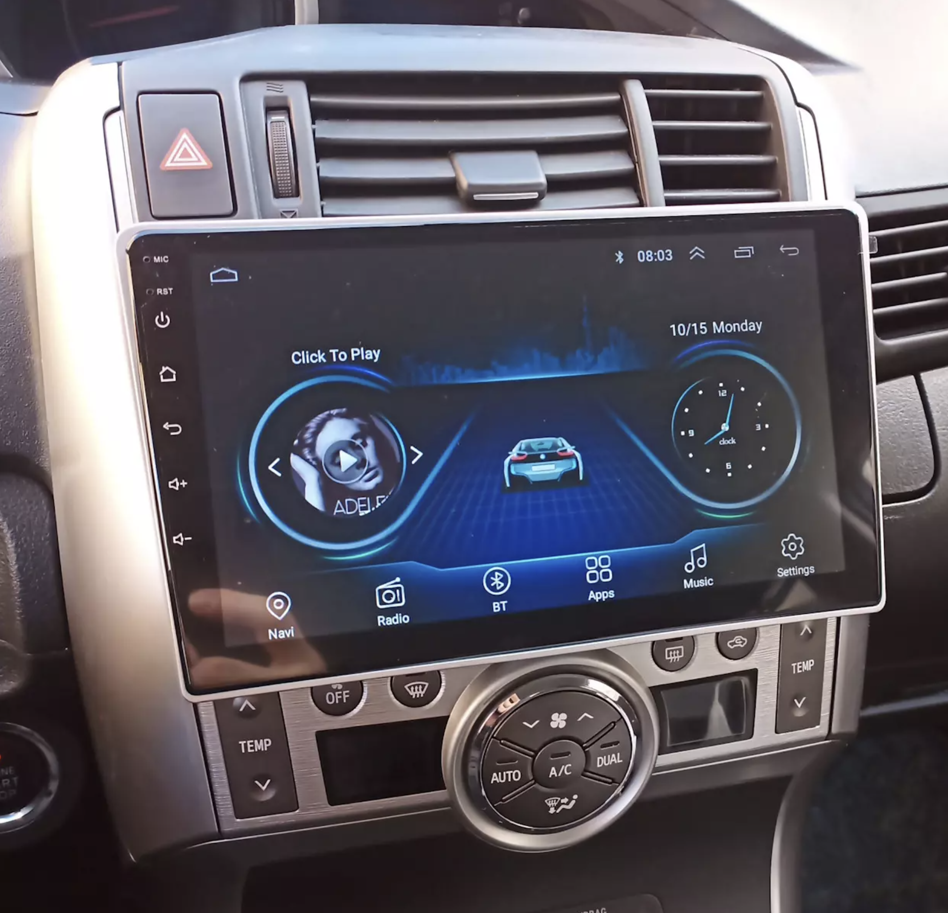 Ecran tactile QLED Android 12.0 + Apple Carplay sans fil Toyota Verso de 2009 à 2018
